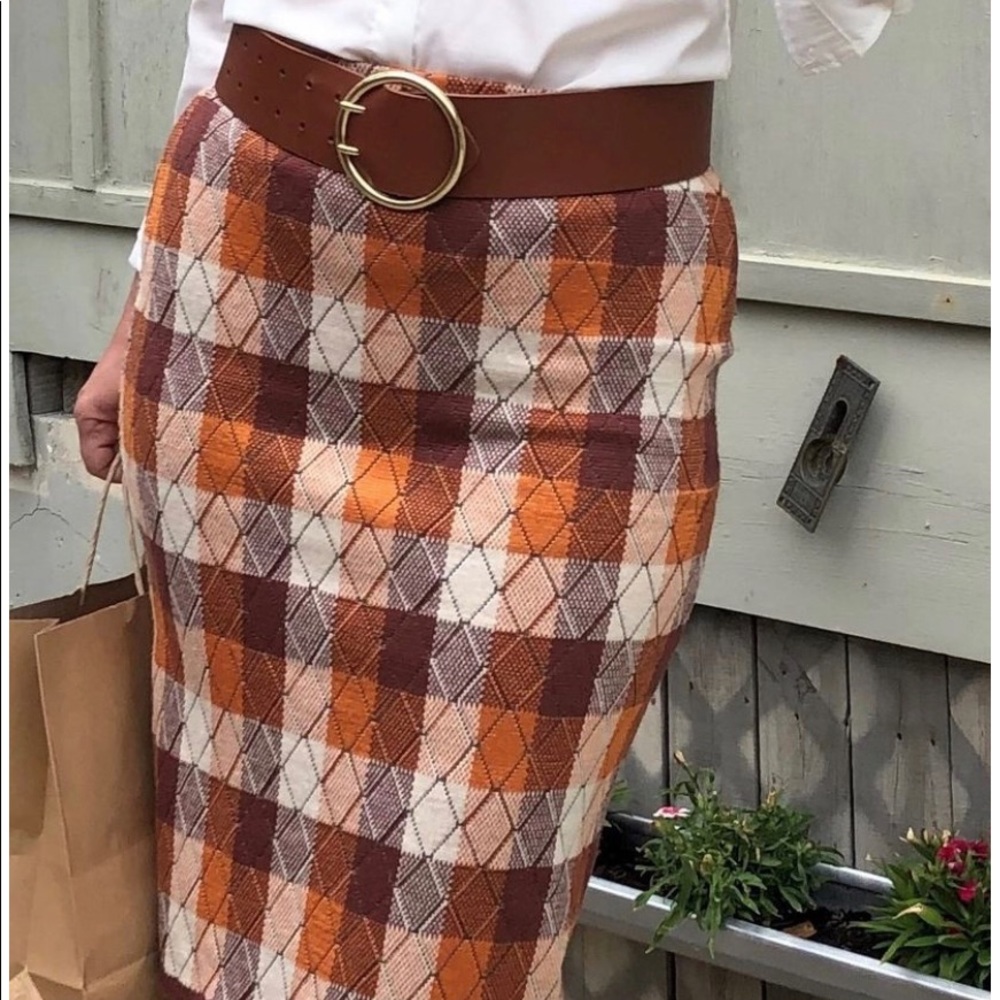 Vintage Plaid Skirt Stretchy